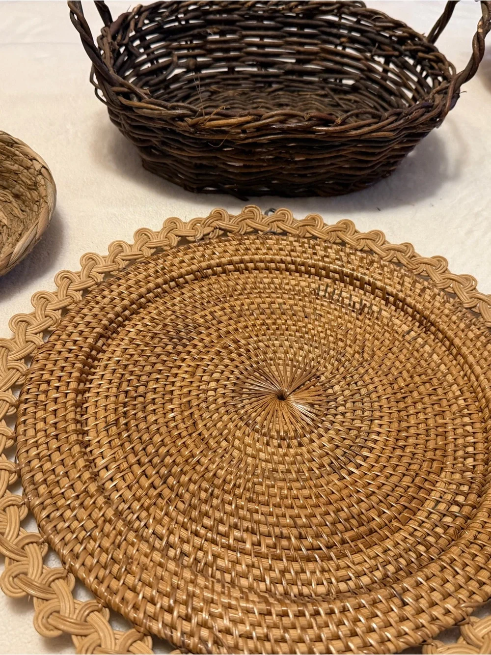 Set of 5 Natural Woven Basket Set - Brown Decorative Home Accents